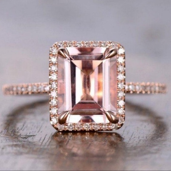 Jewelry - 💍NEW 18K ROSE GOLD MORGANITE HALO DIAMOND RING💍